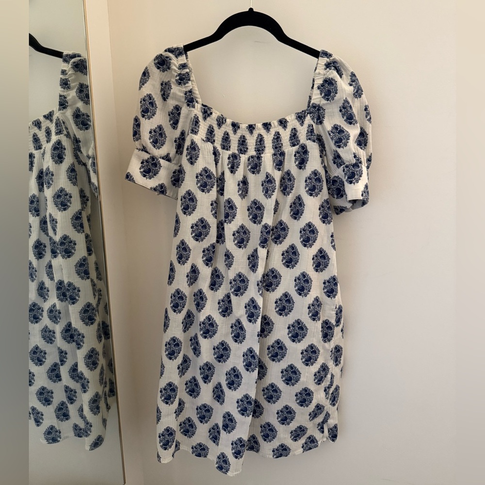 J. Crew Blue and White Floral Dress